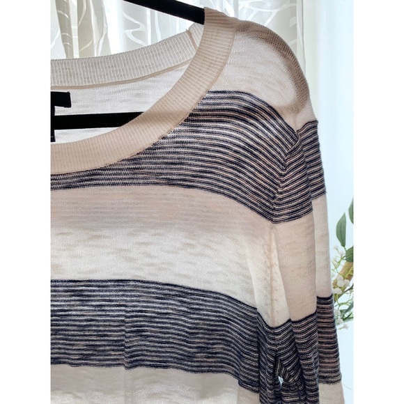 White & navy blue striped sweater. - Picture 3 of 3